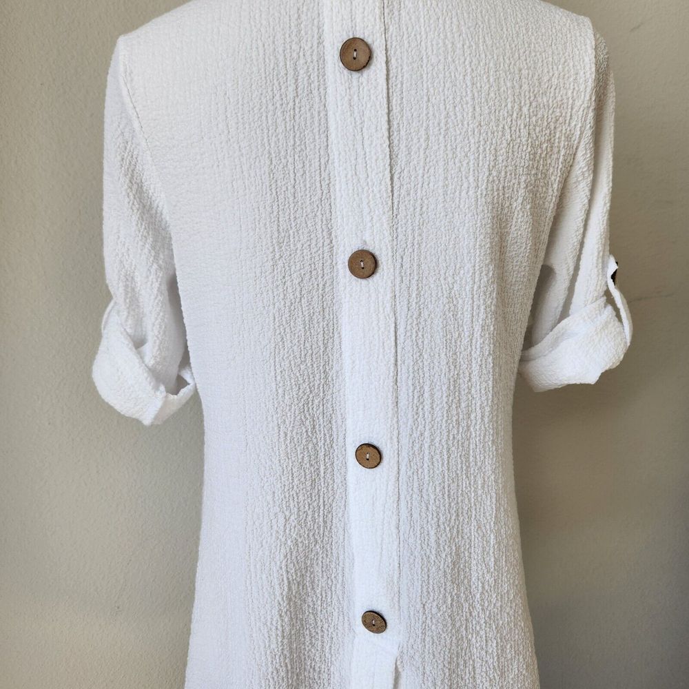 Peck & Peck‎ Womens Small Summer Beach Button Up White Blouse - Picture 8 of 13